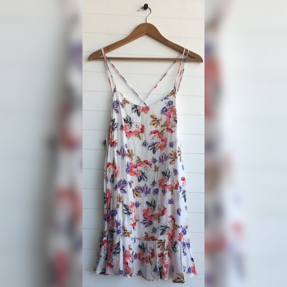 Cotton Candy LA NEW No Tags Floral Cross Strap Summer Light Mini Dress Rose